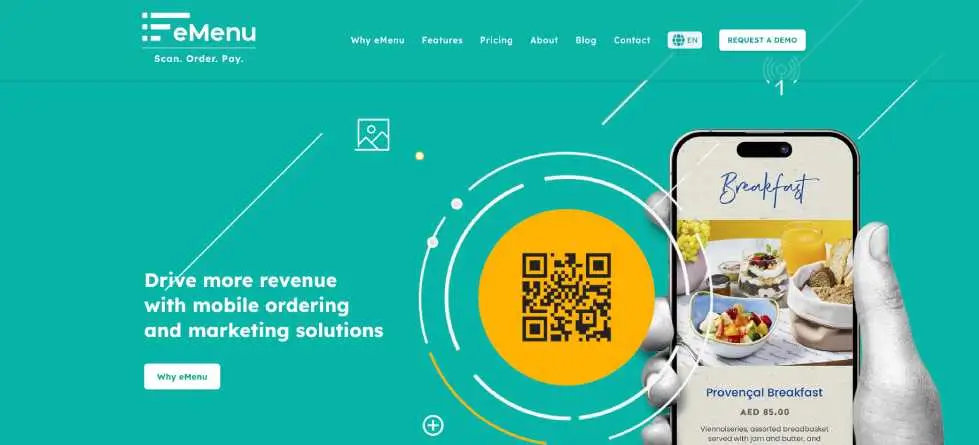 Digital menu home screen