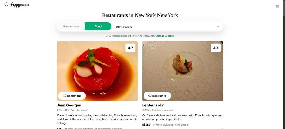 Happymenu home screen