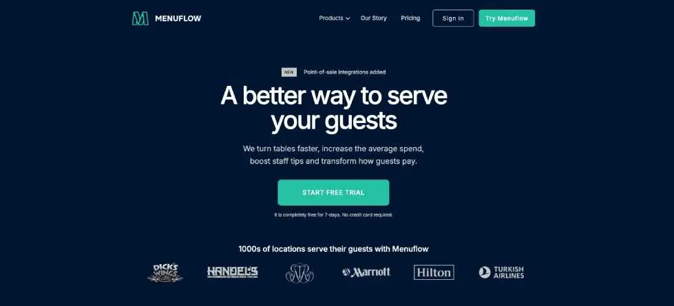 Menuflow home screen